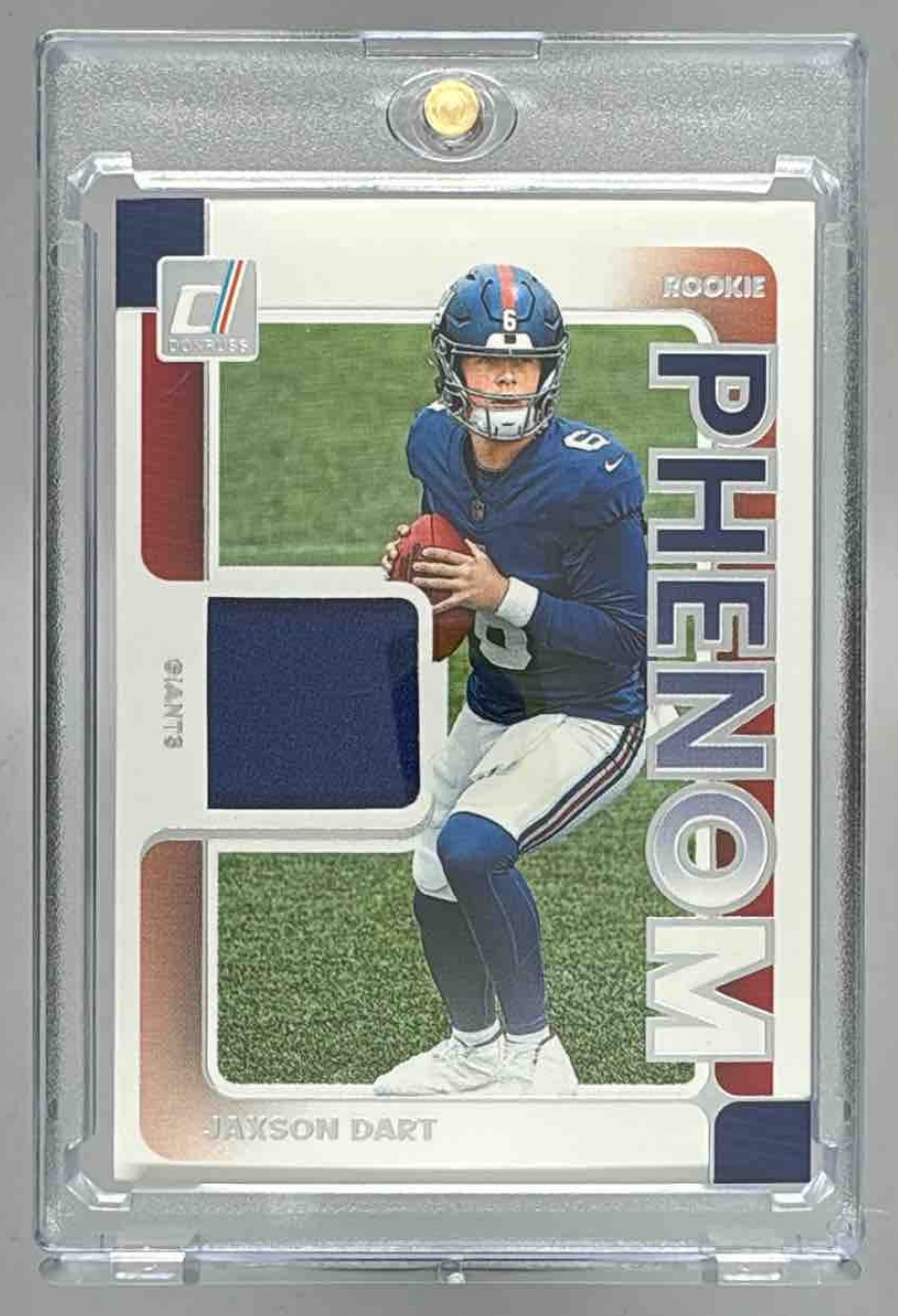 Card image for 2025 Panini Donruss Jaxson Dart Rookie Phenom Jerseys #29 MEM RC Giants