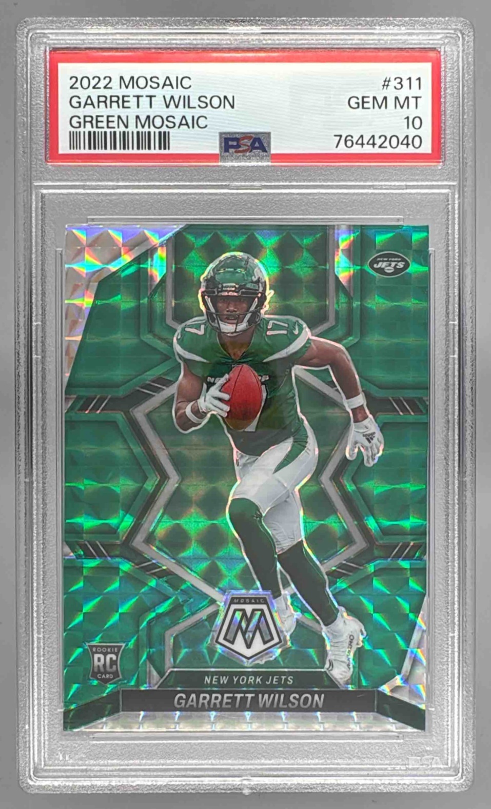 Card image for 2022 Panini Football Mosaic Garrett Wilson #311 RC New York Jets