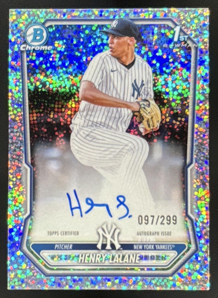 Card image for 2026 Bowman Henry Lalane Chrome Auto Speckle Refractor /299 1st Prospect