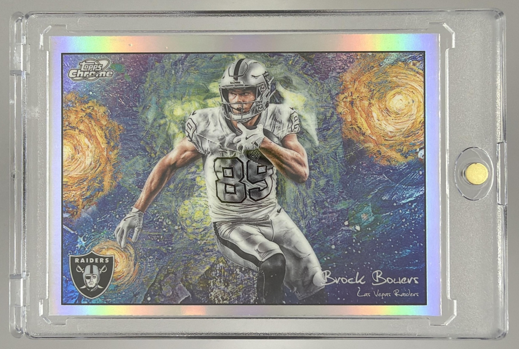 Card image for 2025 Topps Cosmic Chrome Brock Bowers Stars In The Night #STN-21 Raiders