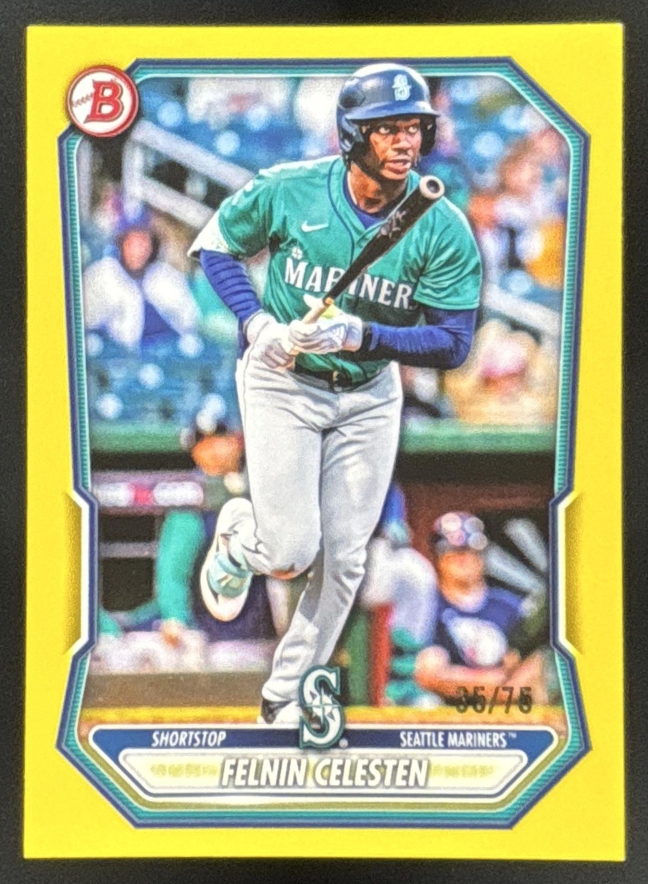 Card image for Felnin Celesten 2026 Bowman Yellow Border /75 Prospects Seattle Mariners