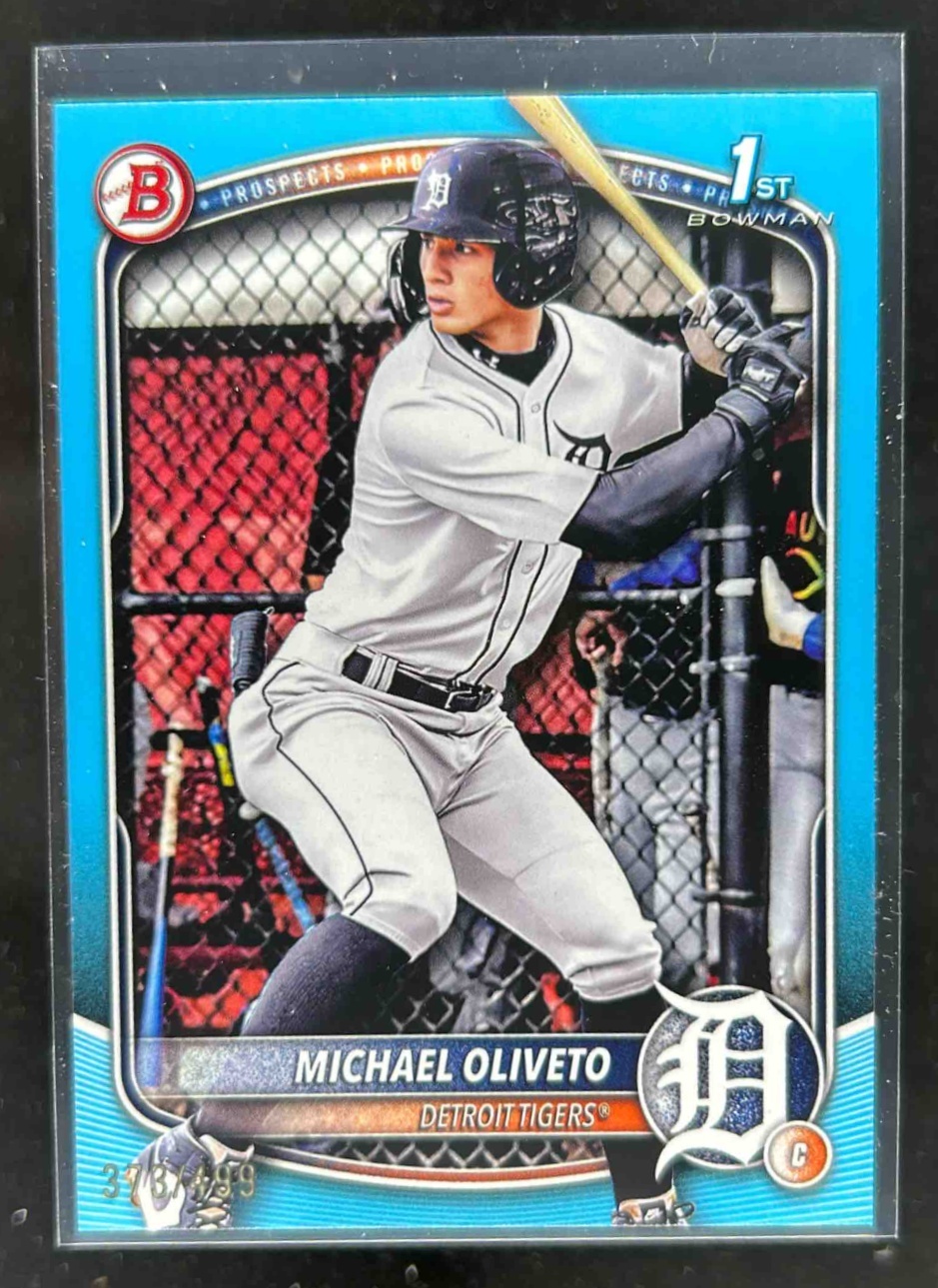 Card image for Michael Oliveto 2025 Bowman Draft Sky Blue Border /499