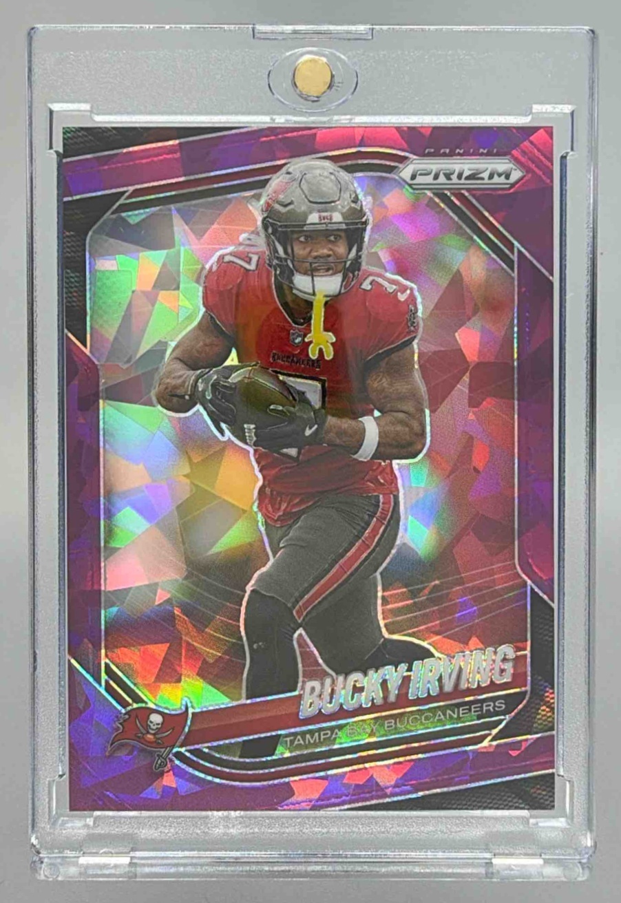 Card image for 2025 Panini Prizm Bucky Irving Purple Ice /225 #169 Buccaneers