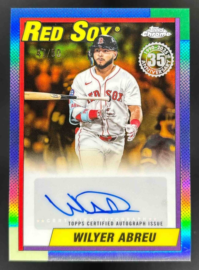 Card image for 2025 Topps Chrome Update Wilyer Abreu 1990 Auto #90CUA-WA Red Sox