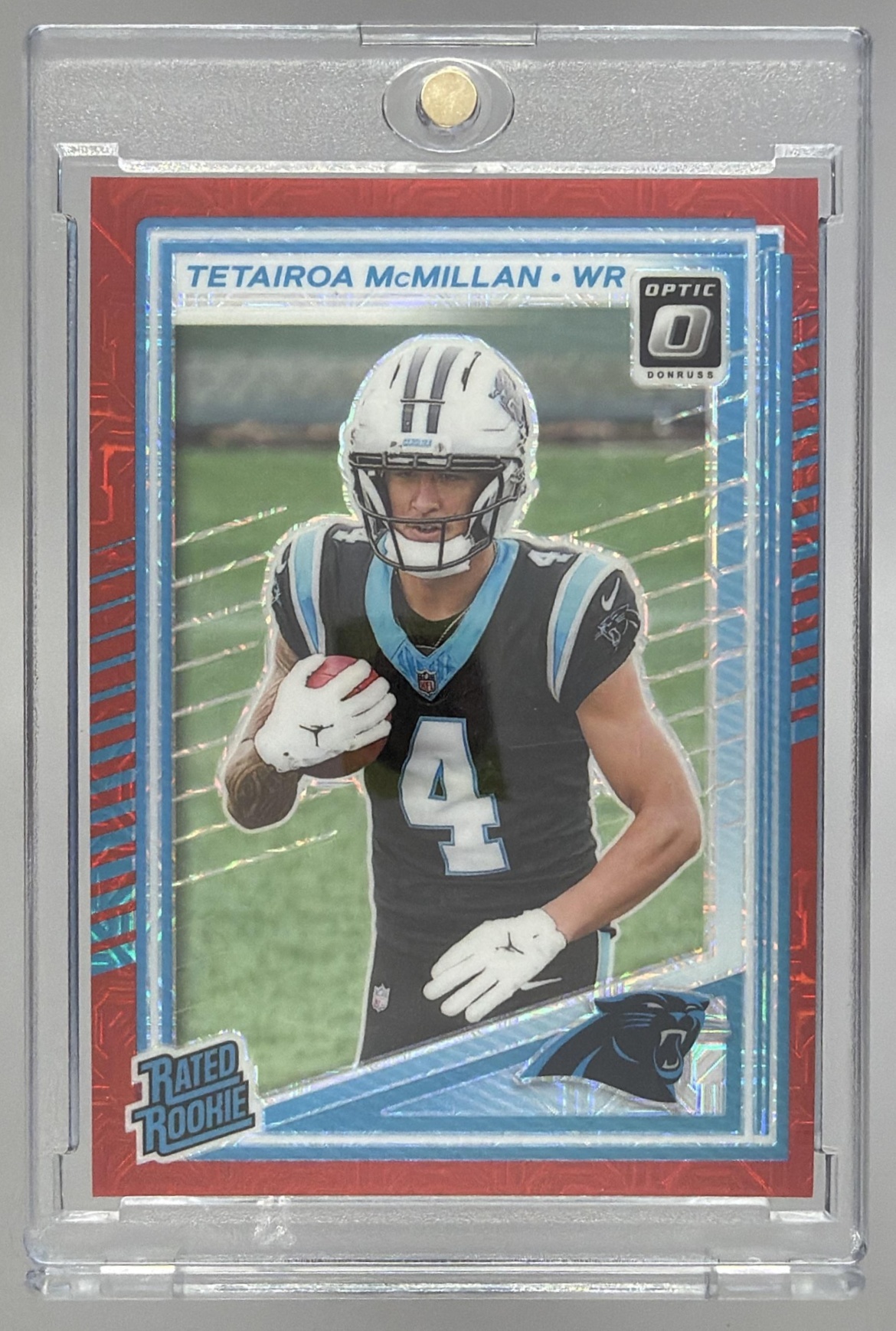 Card image for 2025 Panini Donruss Optic Tetairoa McMillan Rated Rookie #209 Panthers