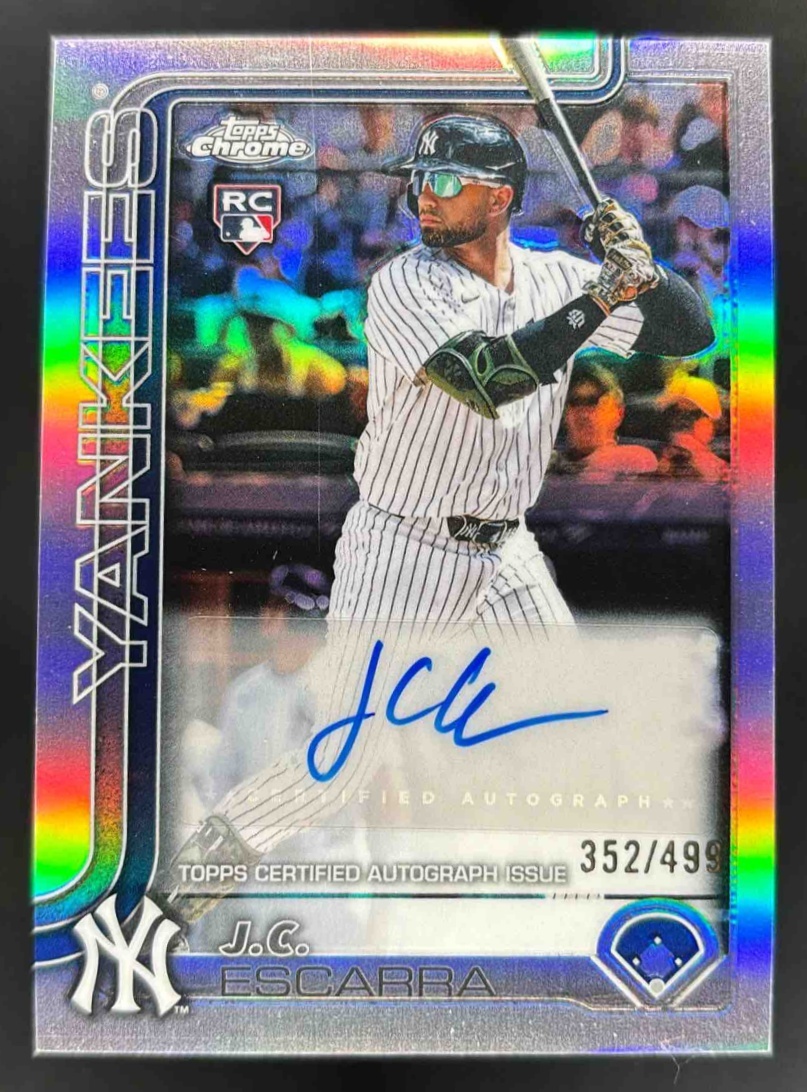 Card image for 2025 Topps Chrome Update J.C. Escarra Auto Refractor /499 #AC-JE RC Yankees