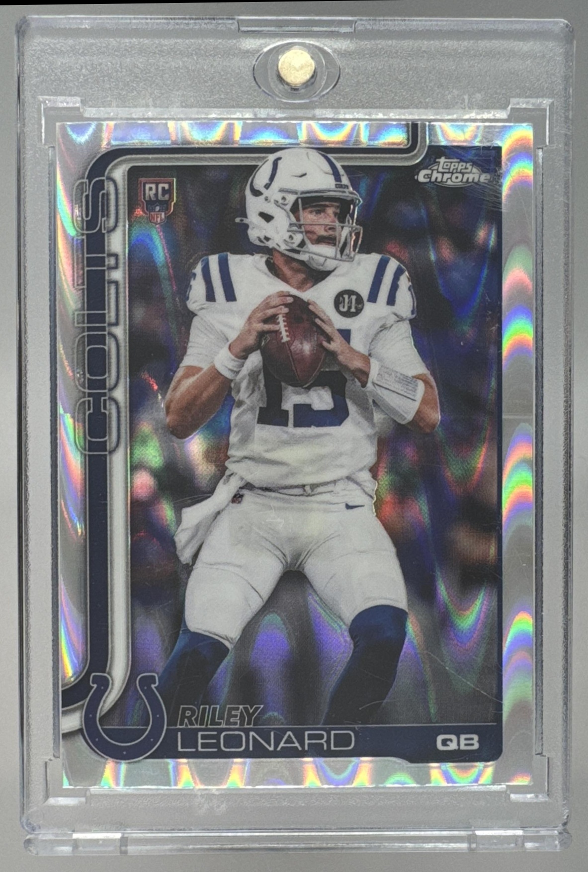 Card image for 2025 Topps Chrome Riley Leonard Rookie Refractor #318 RC Colts