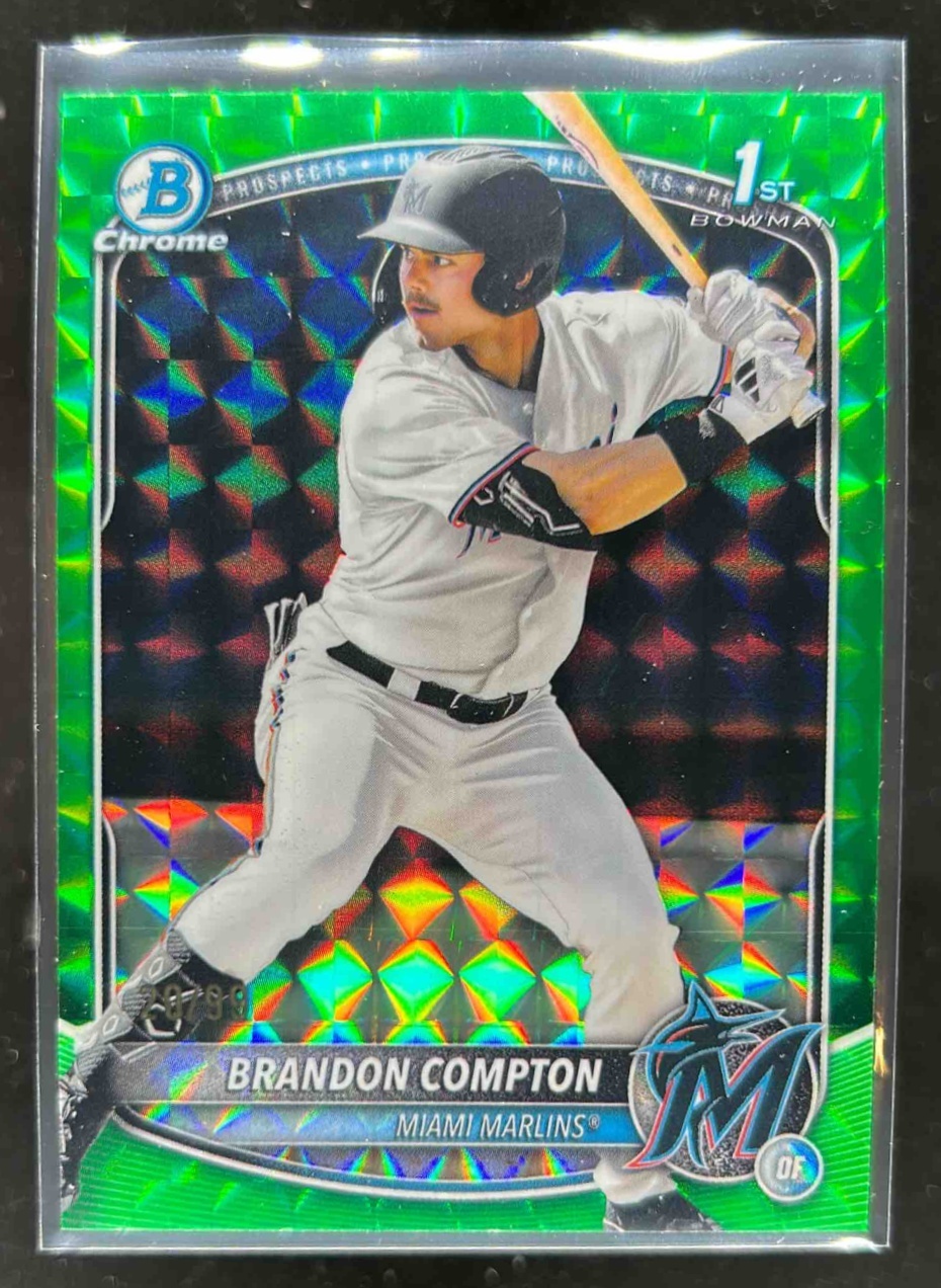 Card image for Brandon Compton 2025 Bowman Baseball Draft Chrome Green Geometric Miami Marlins