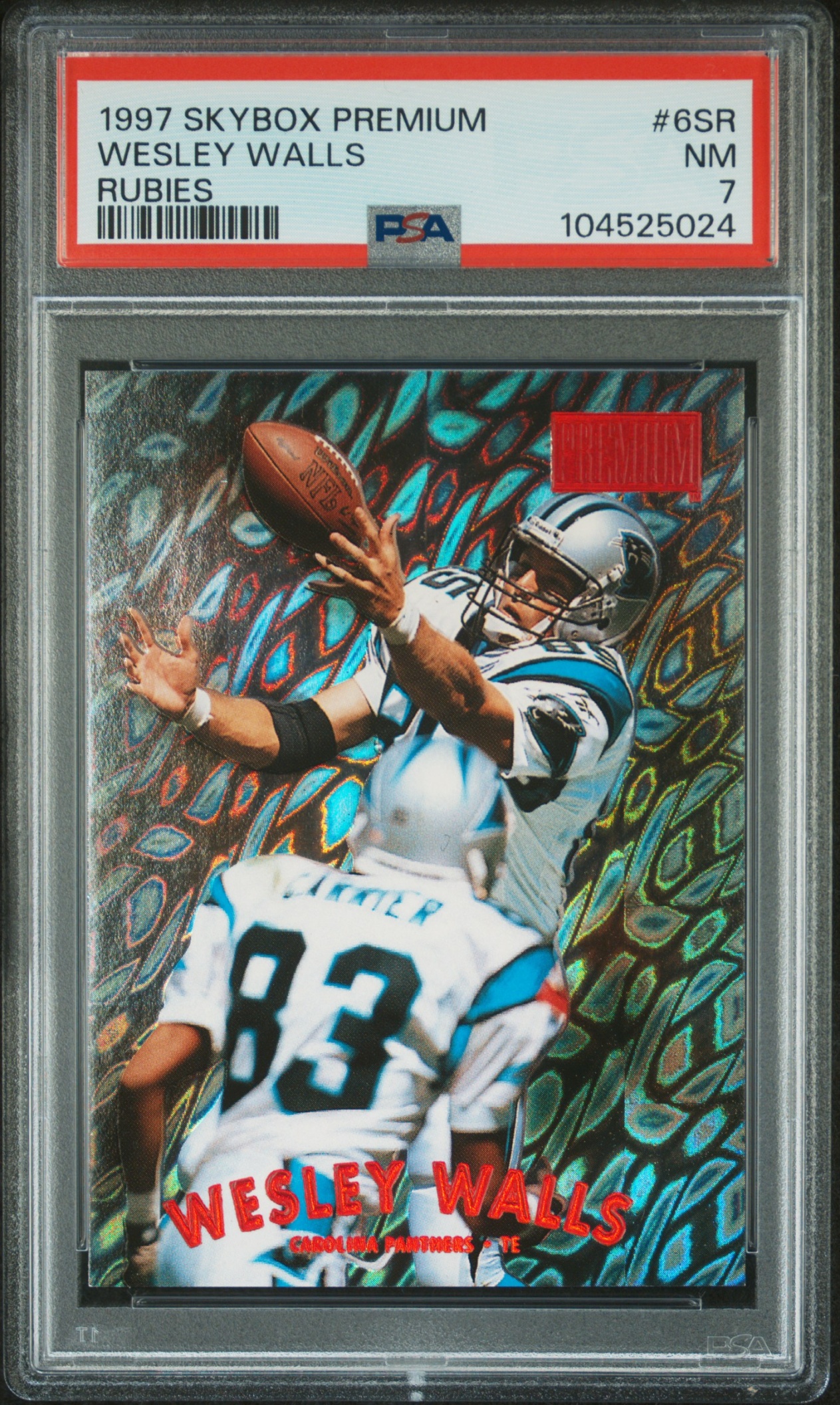 1997 Skybox Premium Wesley Walls Rubies /50 #6SR Panthers PSA 7