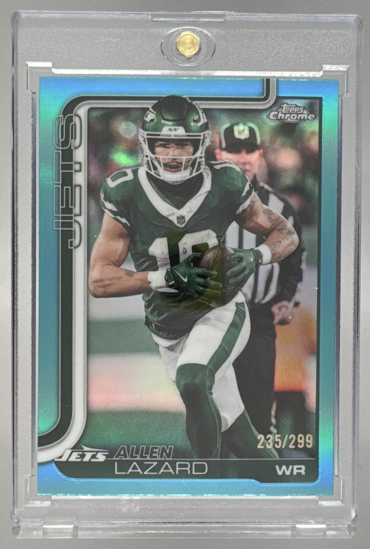 Card image for 2025 Topps Football Chrome Allen Lazard Teal Refractor /299 #236 New York Jets