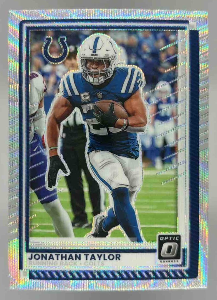 Card image for 2025 Panini Donruss Optic Jonathan Taylor Wave Prizm /300 #49 Colts
