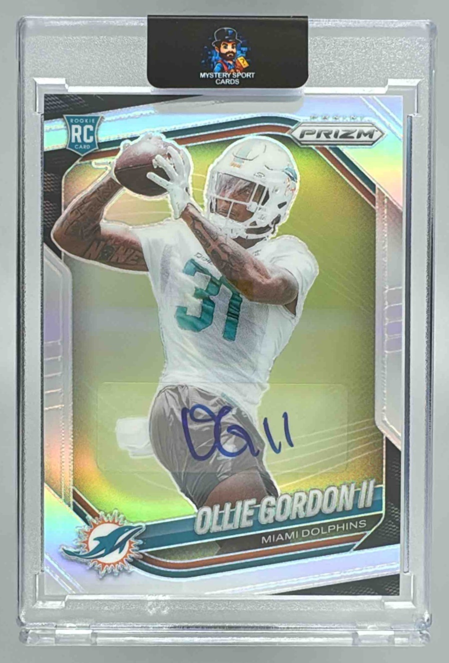 Card image for 2025 Panini Prizm Ollie Gordon II Rookie Choice Auto /100 #333 RC Dolphins