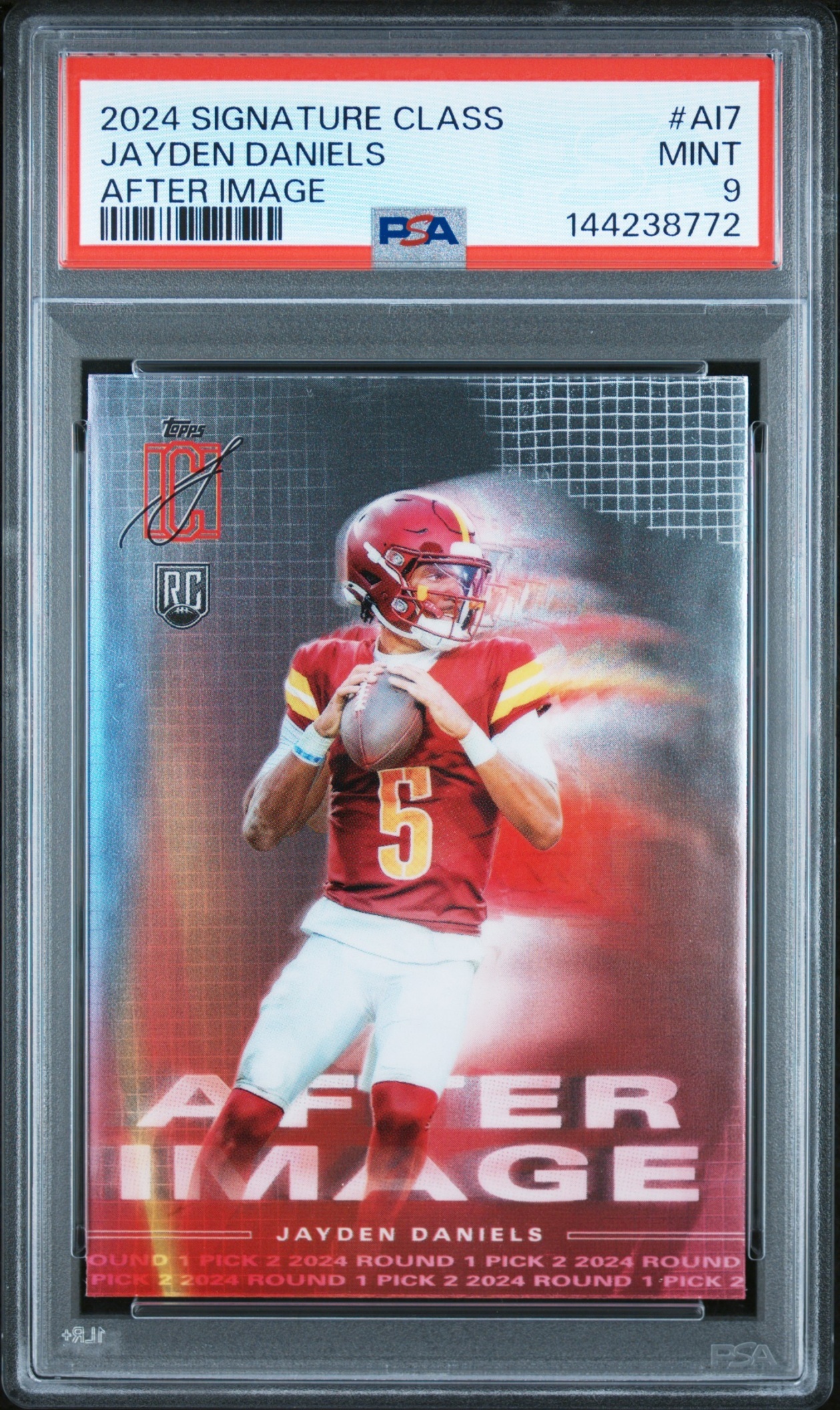 Card image for 2024 Topps Signature Class Jayden Daniels After Image #AI-7 RC Commanders