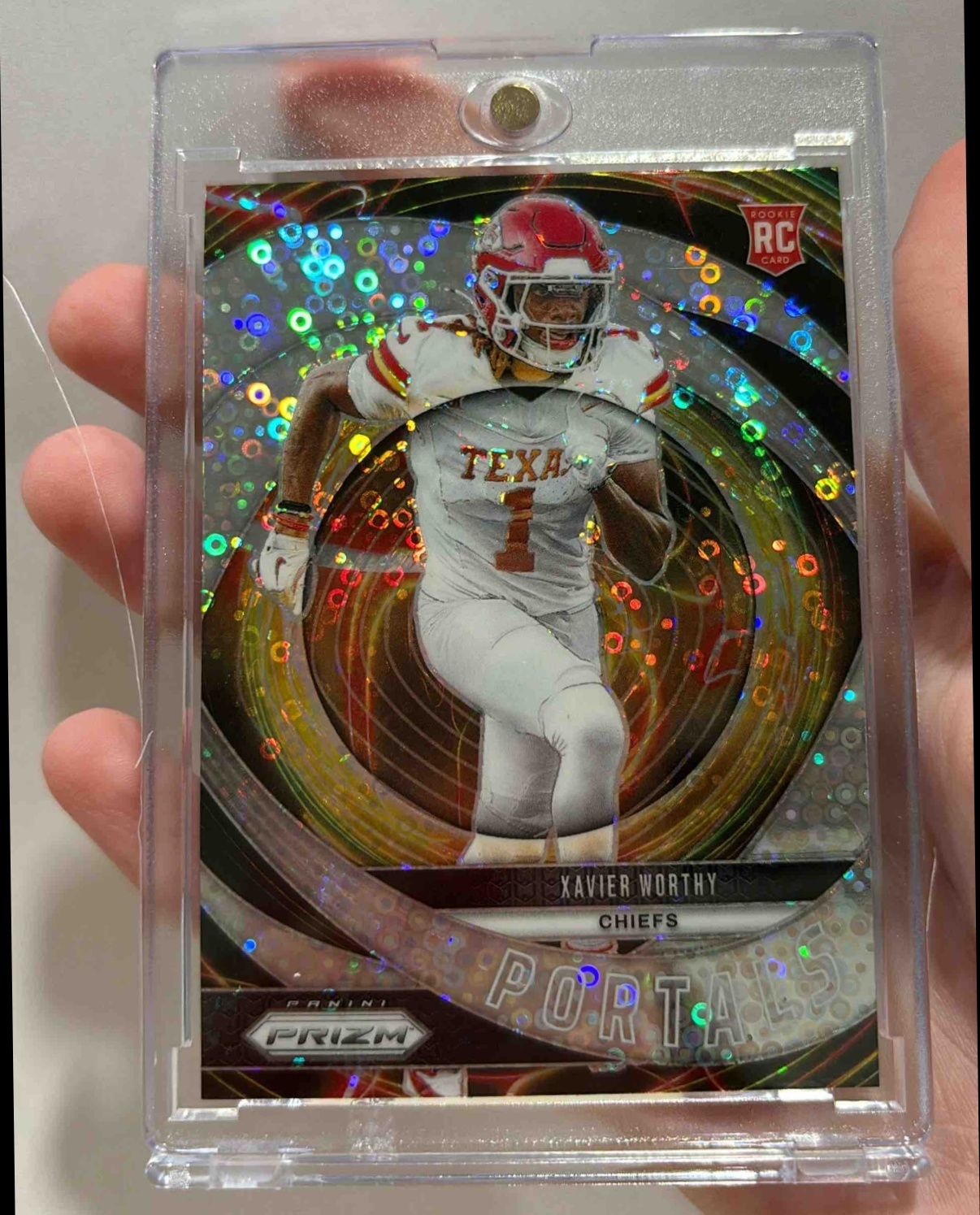 Card image for 2024 Panini Football Prizm Xavier Worthy Portals #10 RC