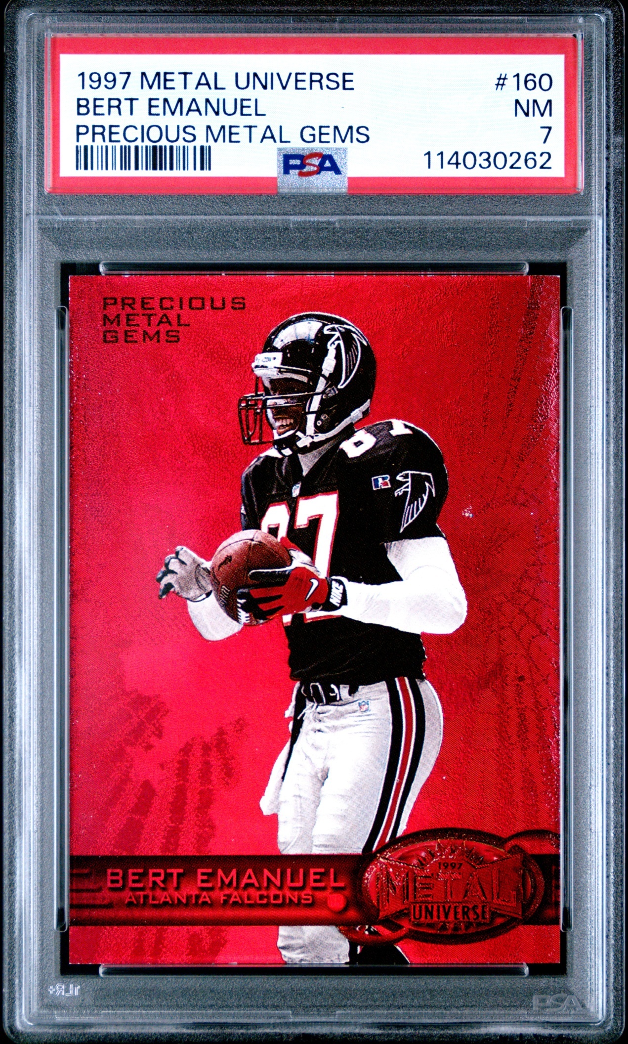 1997 Skybox Metal Universe Bert Emanuel Precious Gems /150 #160 Falcons PSA 7