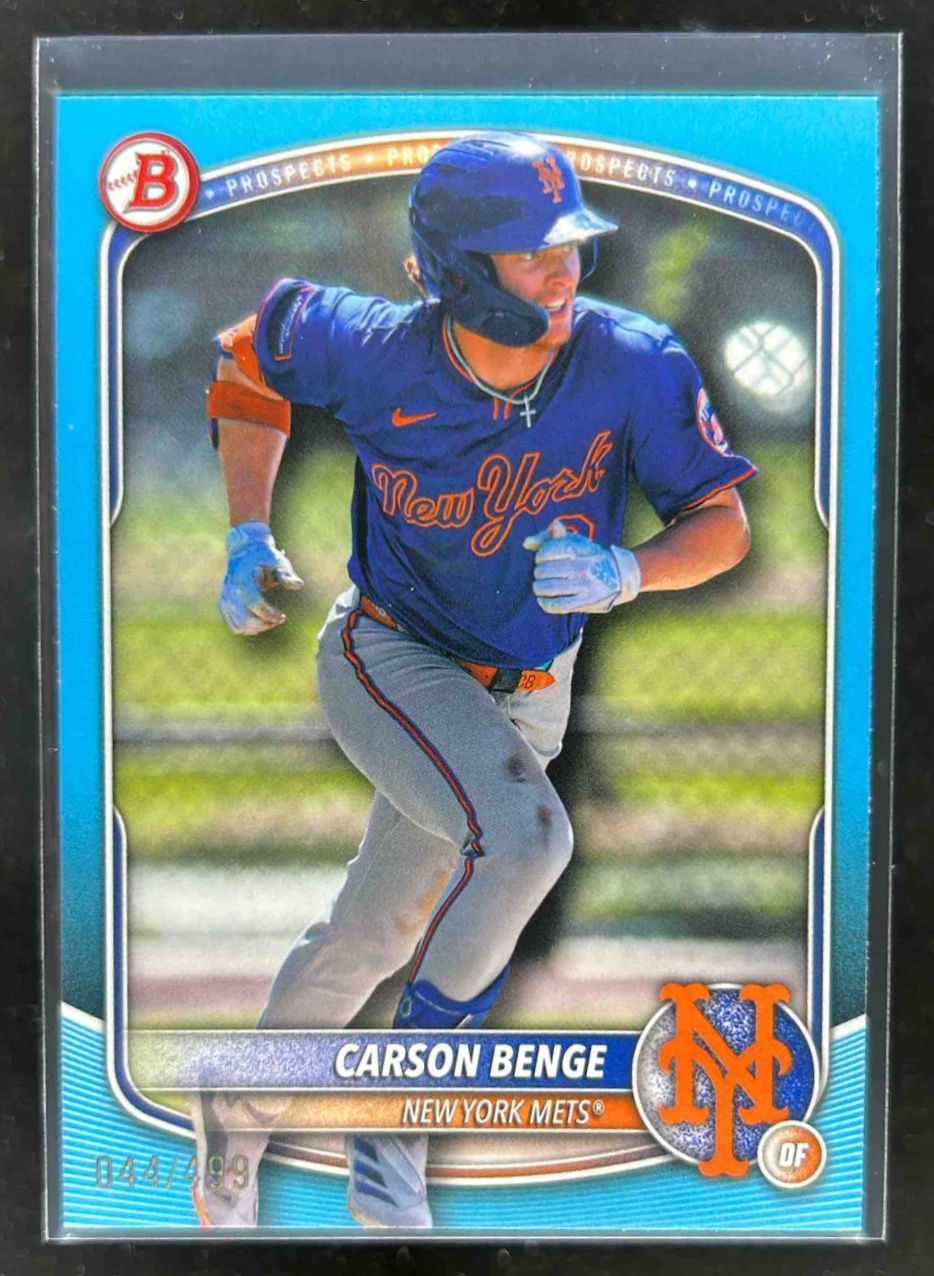 Card image for Carson Benge 2025 Bowman Baseball Draft Sky Blue Border /499 New York Mets