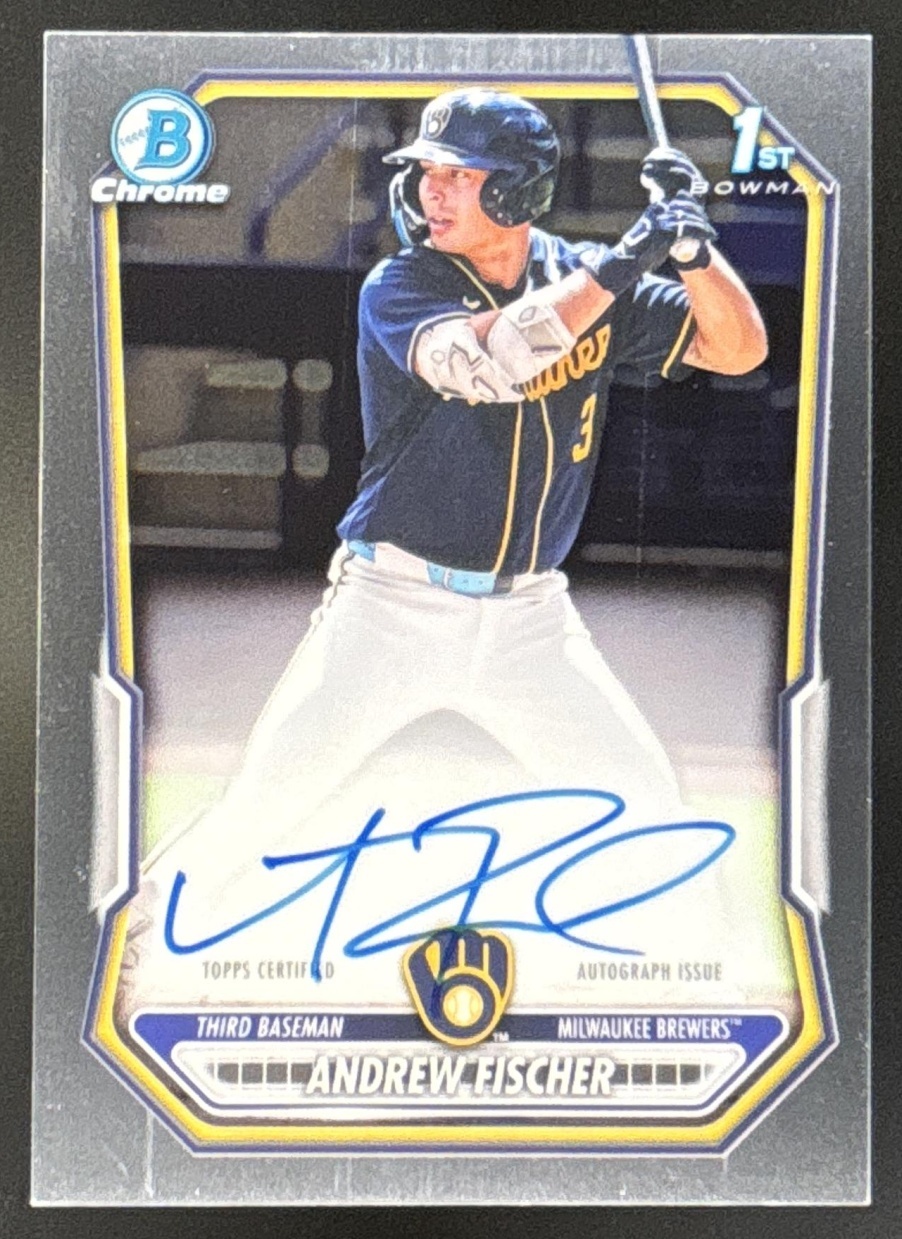Card image for Andrew Fischer 2026 Bowman Chrome Prospect Auto Milwaukee Brewers