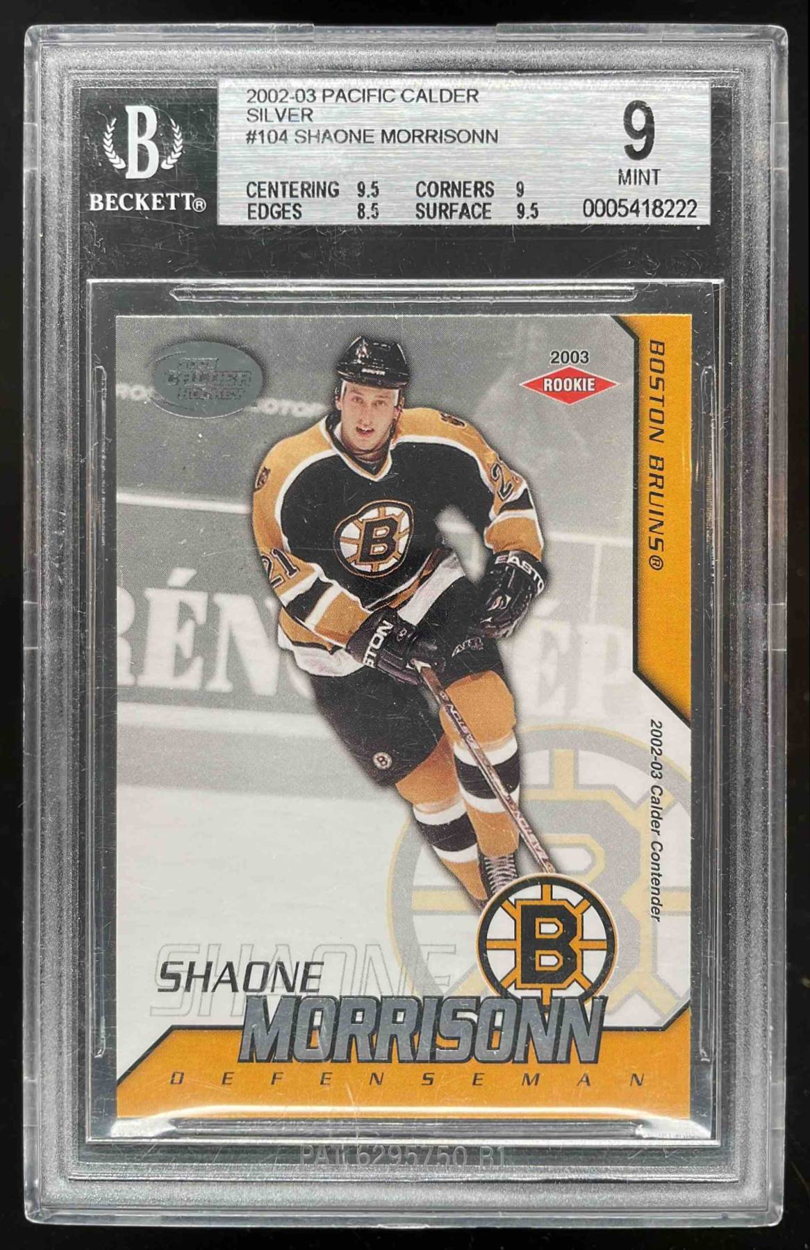 Card image for 2002-03 PACIFIC CALDER 104 SHAONE MORRISONN /299 RC BGS 9 POP 3 SILVER 0 HIGHER