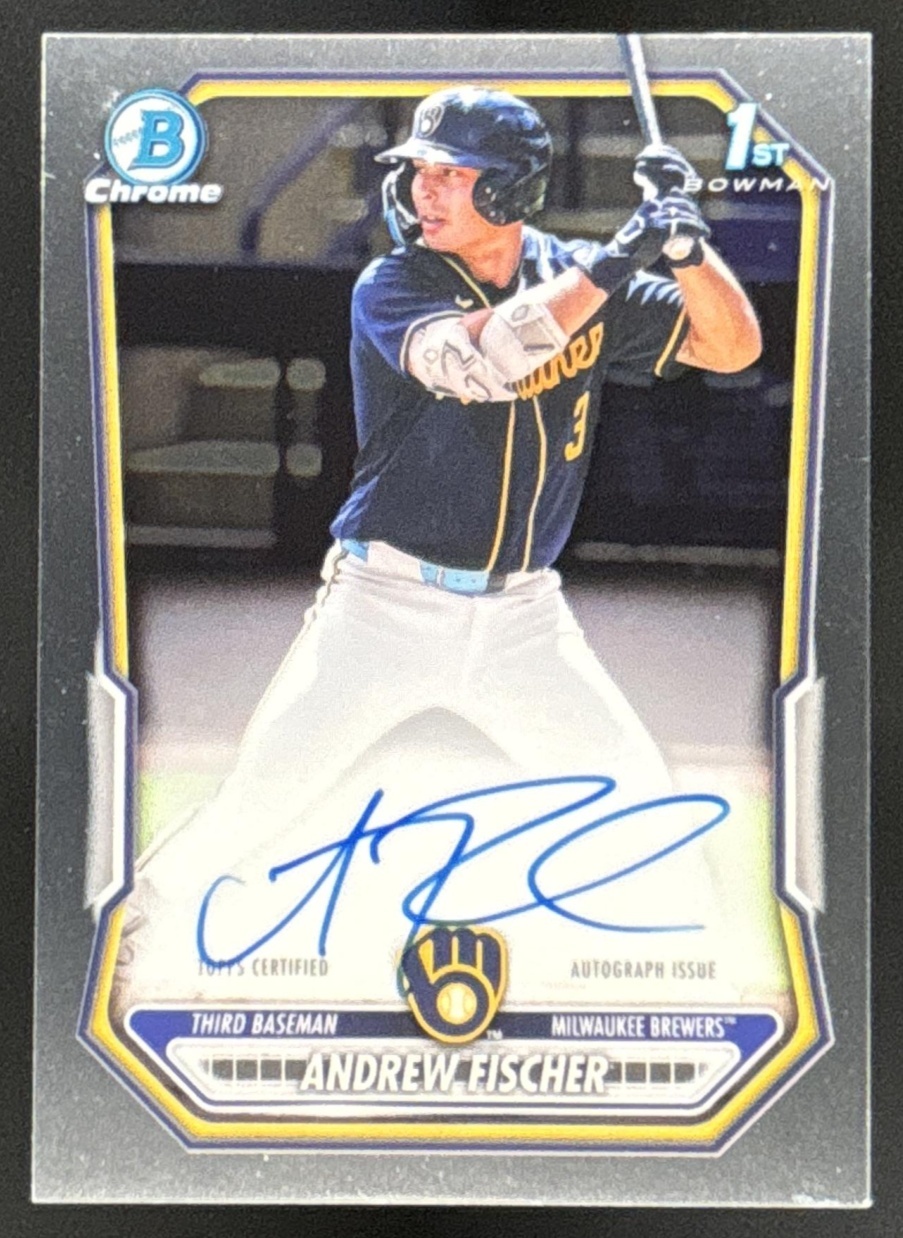 Card image for Andrew Fischer 2026 Bowman Chrome Prospect Auto Milwaukee Brewers