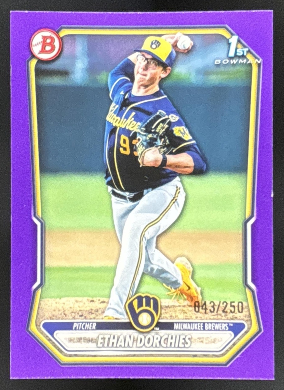 Card image for Ethan Dorchies 2026 Bowman Purple Border /250 Prospects Milwaukee Brewers
