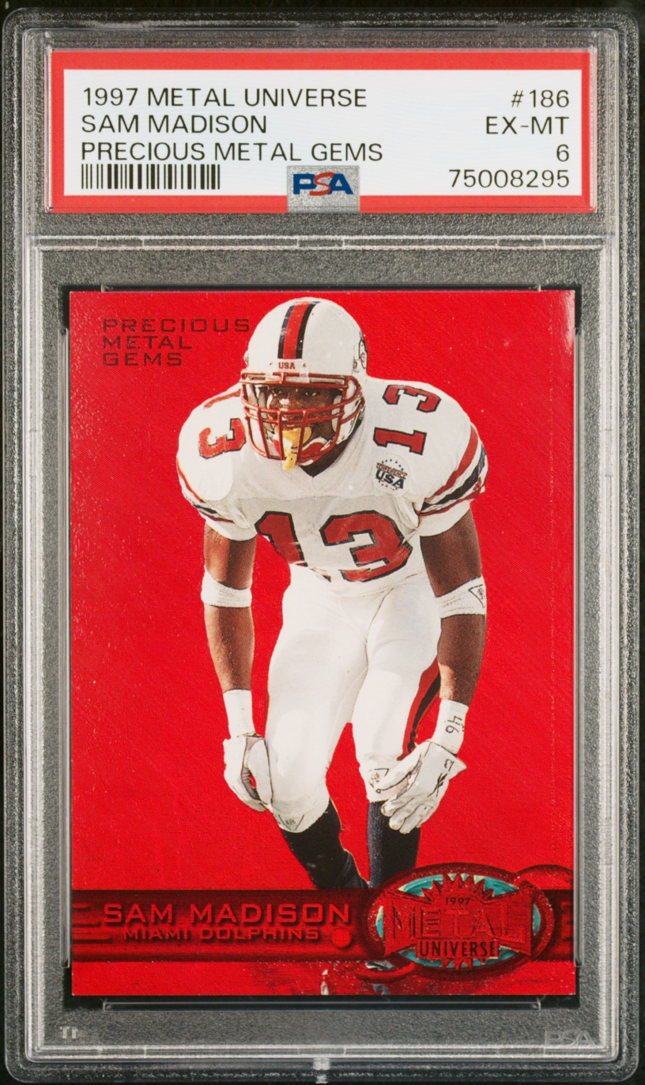 1997 Skybox Metal Universe Sam Madison Precious Gems /150 #186 RC Dolphins PSA 6