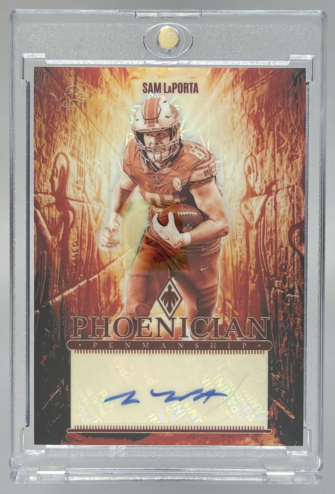 Card image for 2024 Panini Phoenix Sam LaPorta Phoenician Penmanship #PP-SLA Auto Lions