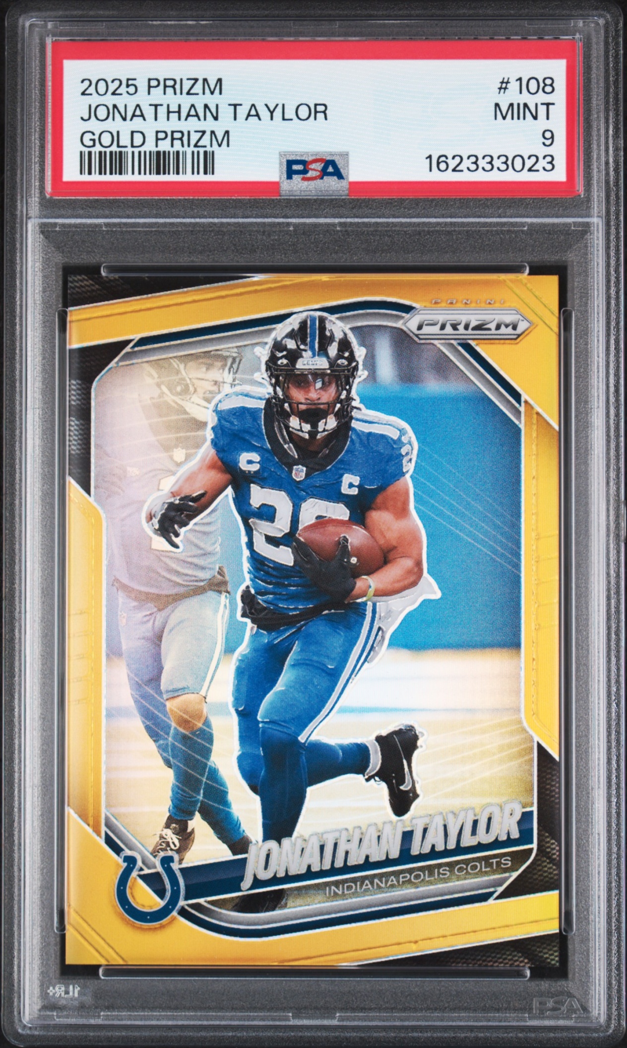 2025 Panini Prizm Jonathan Taylor Gold /10 #108 Colts PSA 9