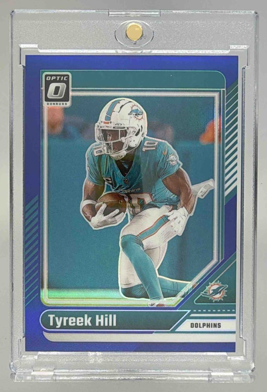 Card image for 2024 Panini Football Donruss Optic Tyreek Hill Blue /199 #123 Miami Dolphins