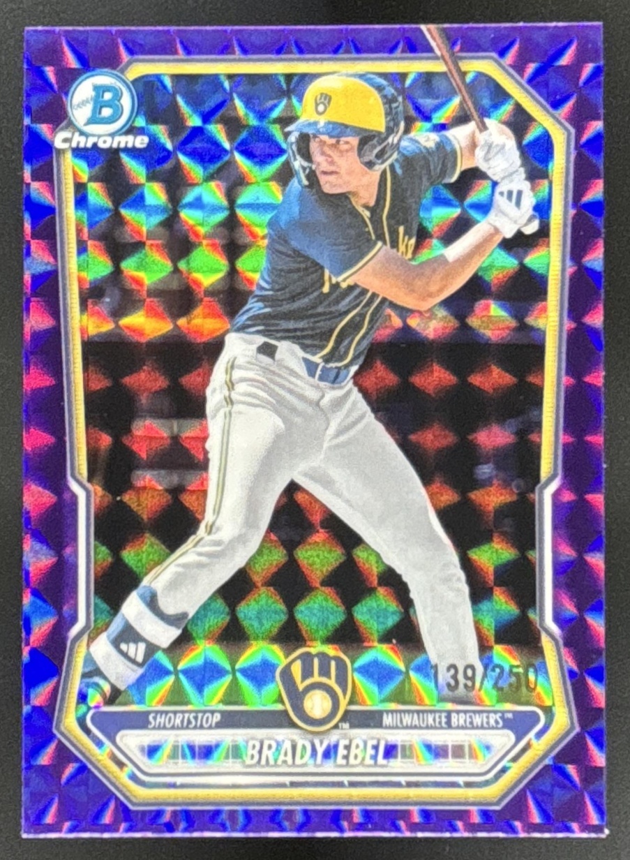 Card image for 2026 Bowman Brady Ebel Chrome Prospects Purple Geometric Refractor /250