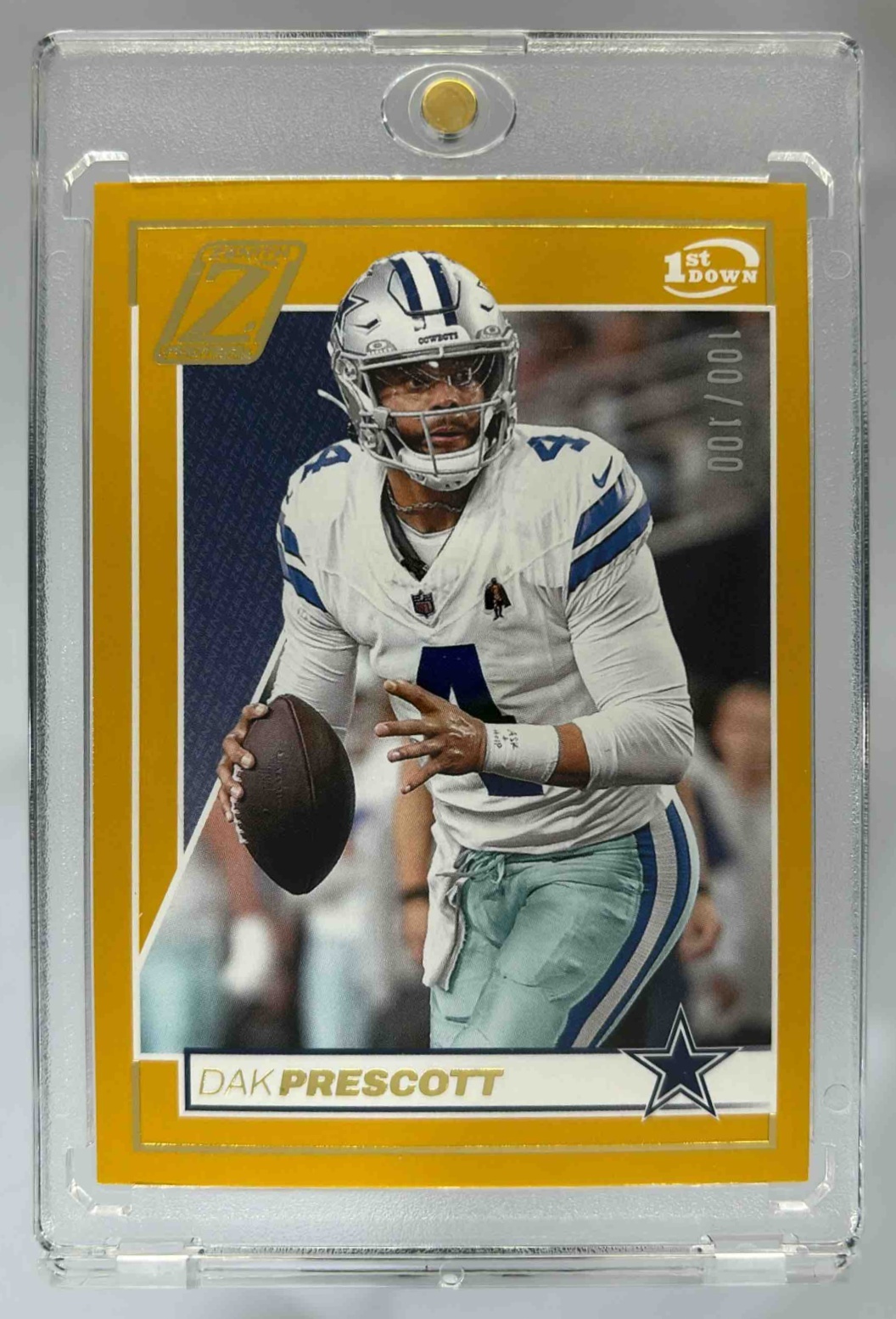 Card image for 2024 Panini Zenith Dak Prescott 1st Prospect Down /100 #26 Cowboys