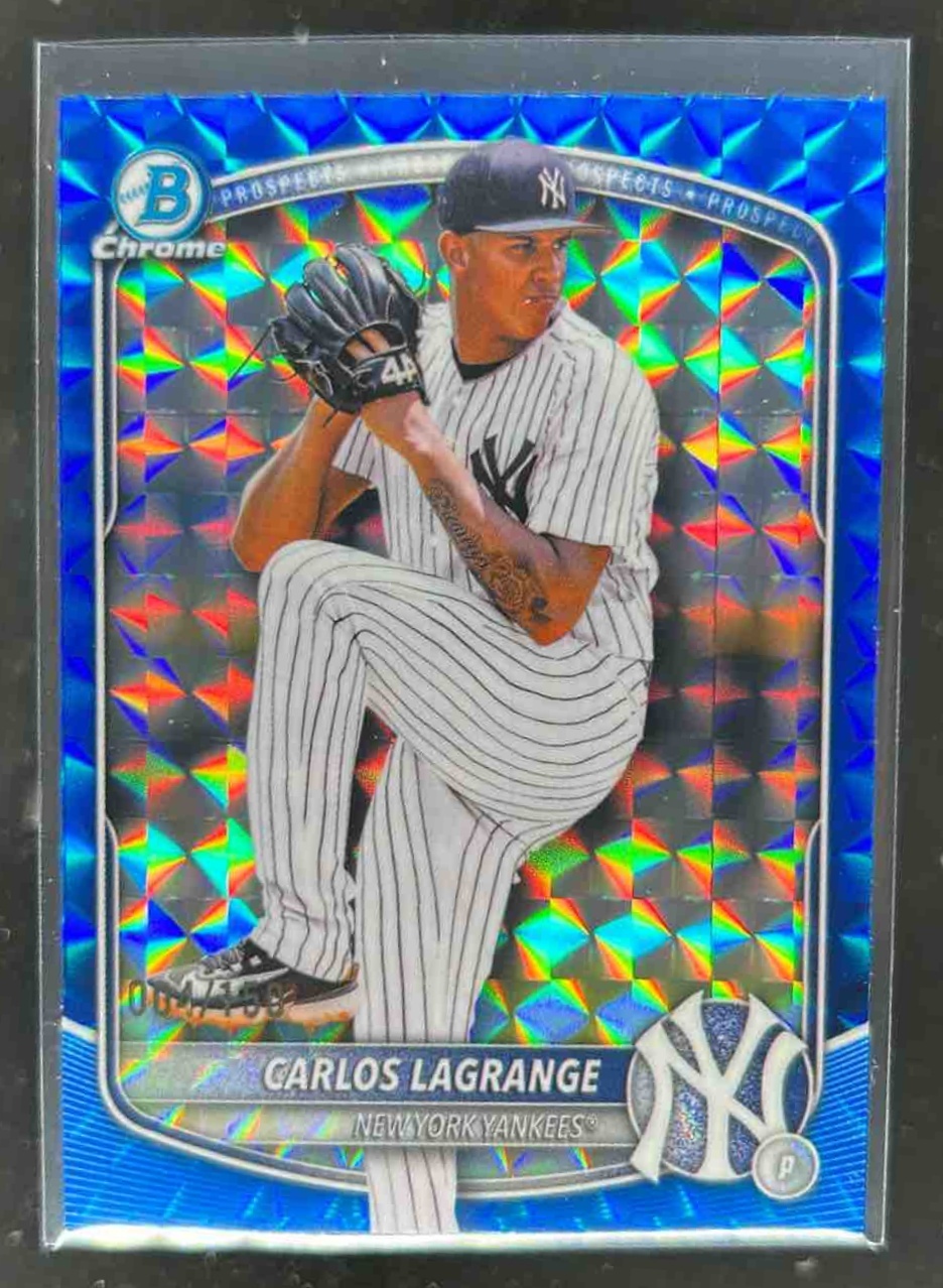 Card image for Carlos Lagrange 2025 Bowman Draft Chrome Blue Geometric Refractor /150