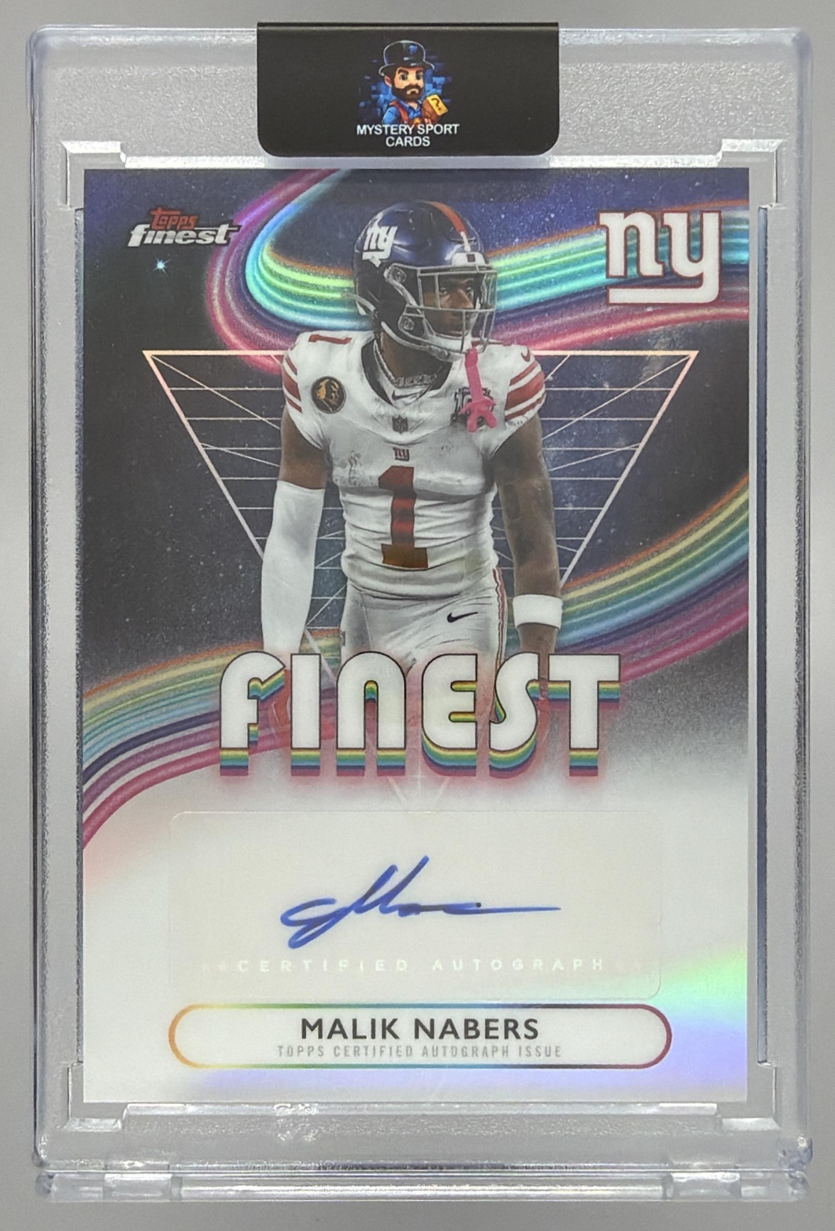 Card image for 2025 Topps Football Finest Malik Nabers Auto Refractor #FA-MN New York Giants