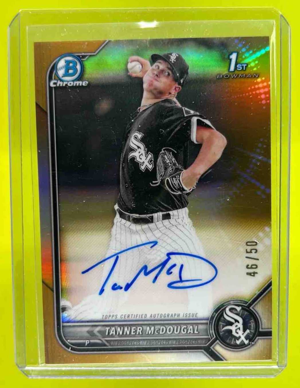 Tanner McDougal 2022 Bowman Chrome Prospect Auto Gold Refractor /50