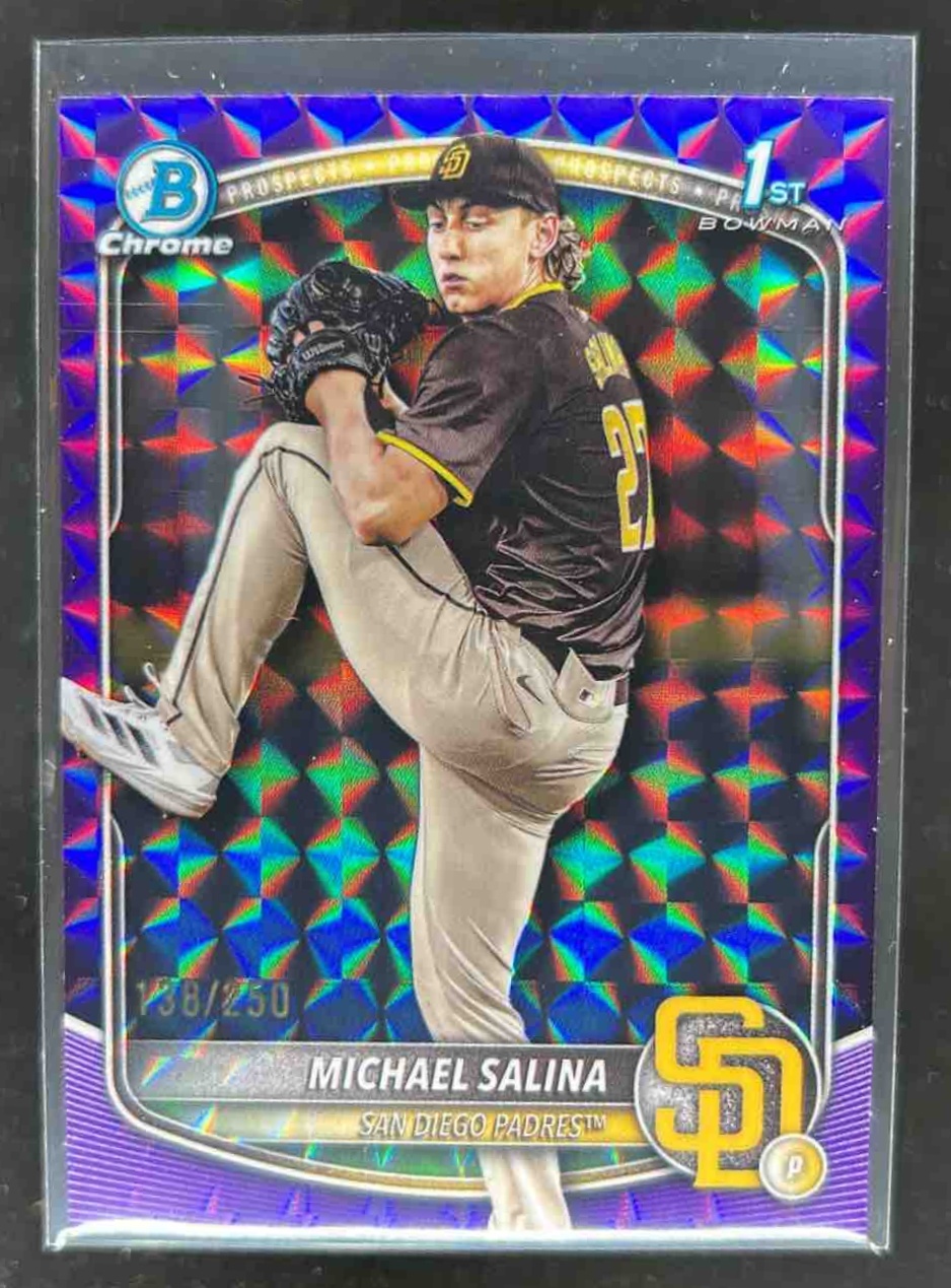Card image for Michael Salina 2025 Bowman Draft Chrome Purple Geometric Refractor /250
