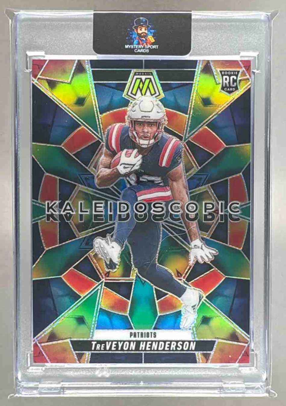 Card image for 2025 Panini Mosaic TreVeyon Henderson Kaleidoscopic #21 RC Patriots