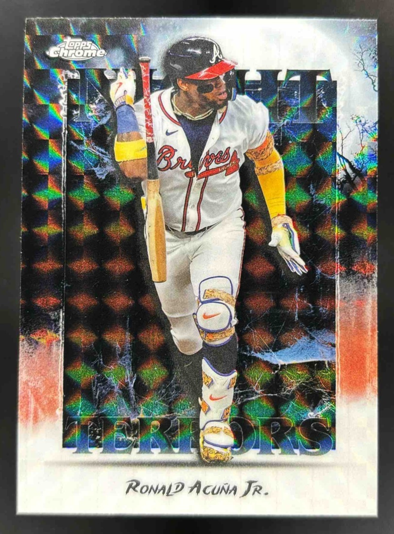 Card image for 2025 Topps Chrome Update Ronald Acuna Jr. Night Terrors Geometric Refractor