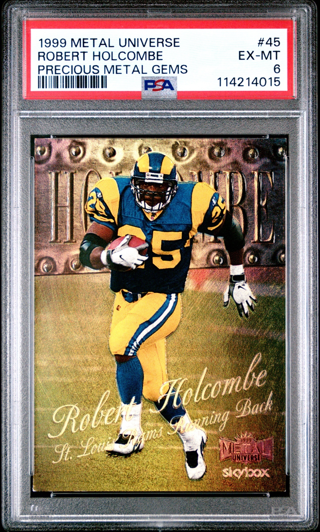1999 Skybox Metal Universe Robert Holcombe Precious Gems /50 #45 Rams PSA 6