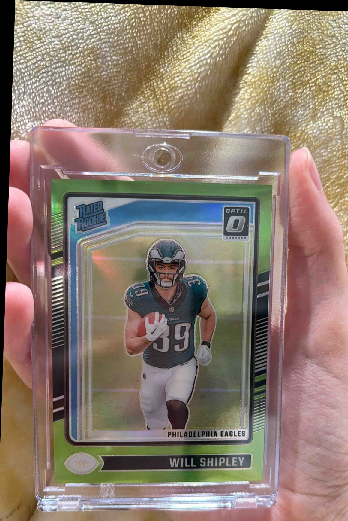 Card image for 2024 Panini Donruss Optic Will Shipley Lime Green /50 #298 Rated Rookie Eagles