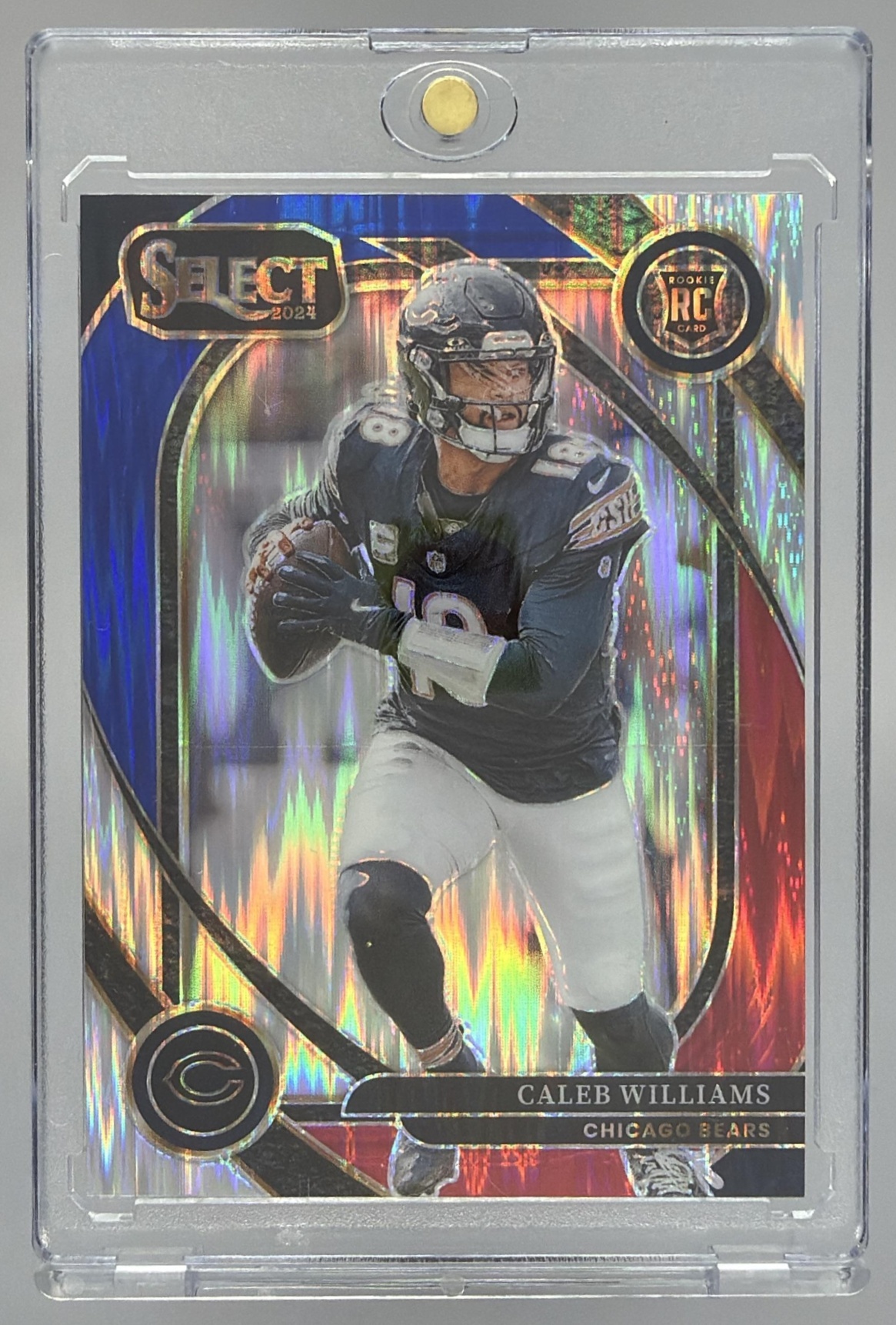 Card image for 2024 Panini Select Caleb Williams Club Silver Prizm Die-Cut #216 RC Bears