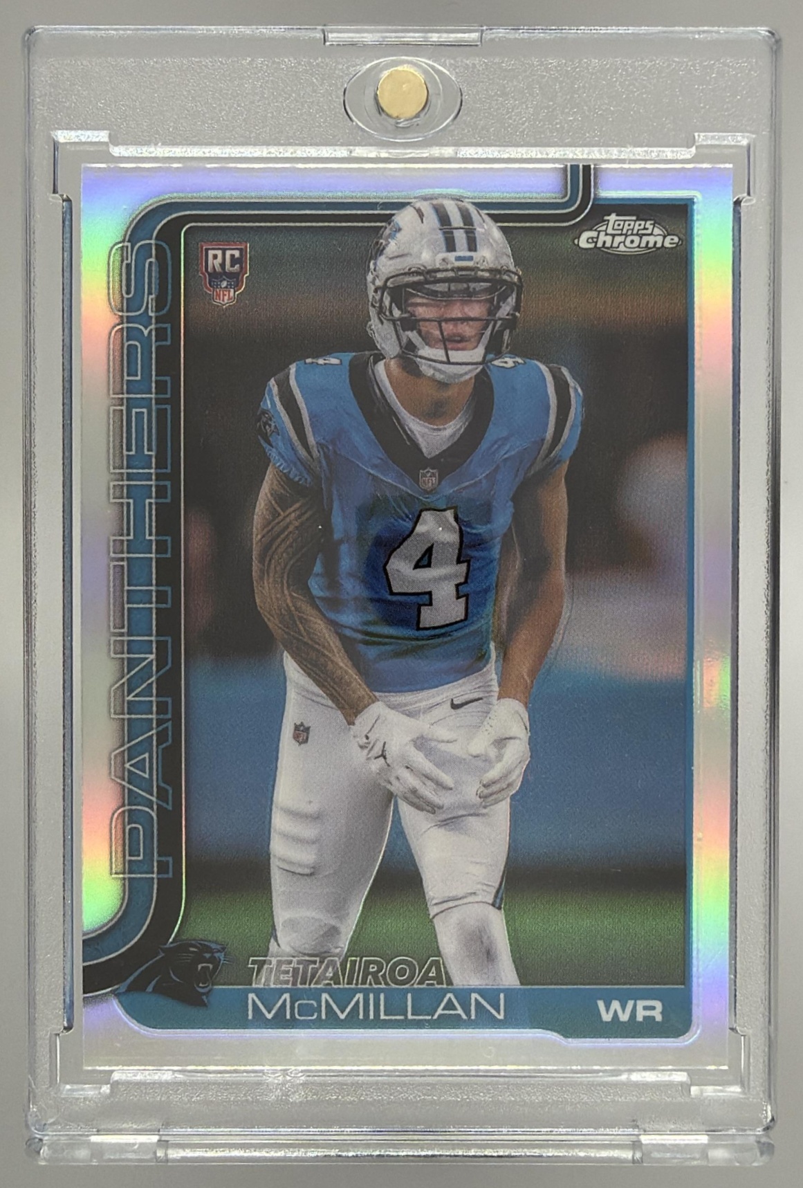 Card image for 2025 Topps Chrome Tetairoa McMillan Rookie Refractor #326 RC Panthers