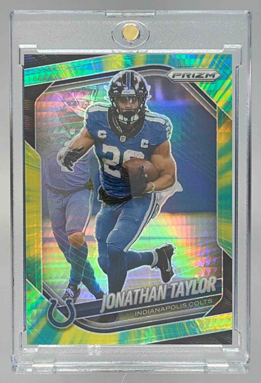 Card image for 2025 Panini Football Prizm Jonathan Taylor Hyper /200 #108 Indianapolis Colts