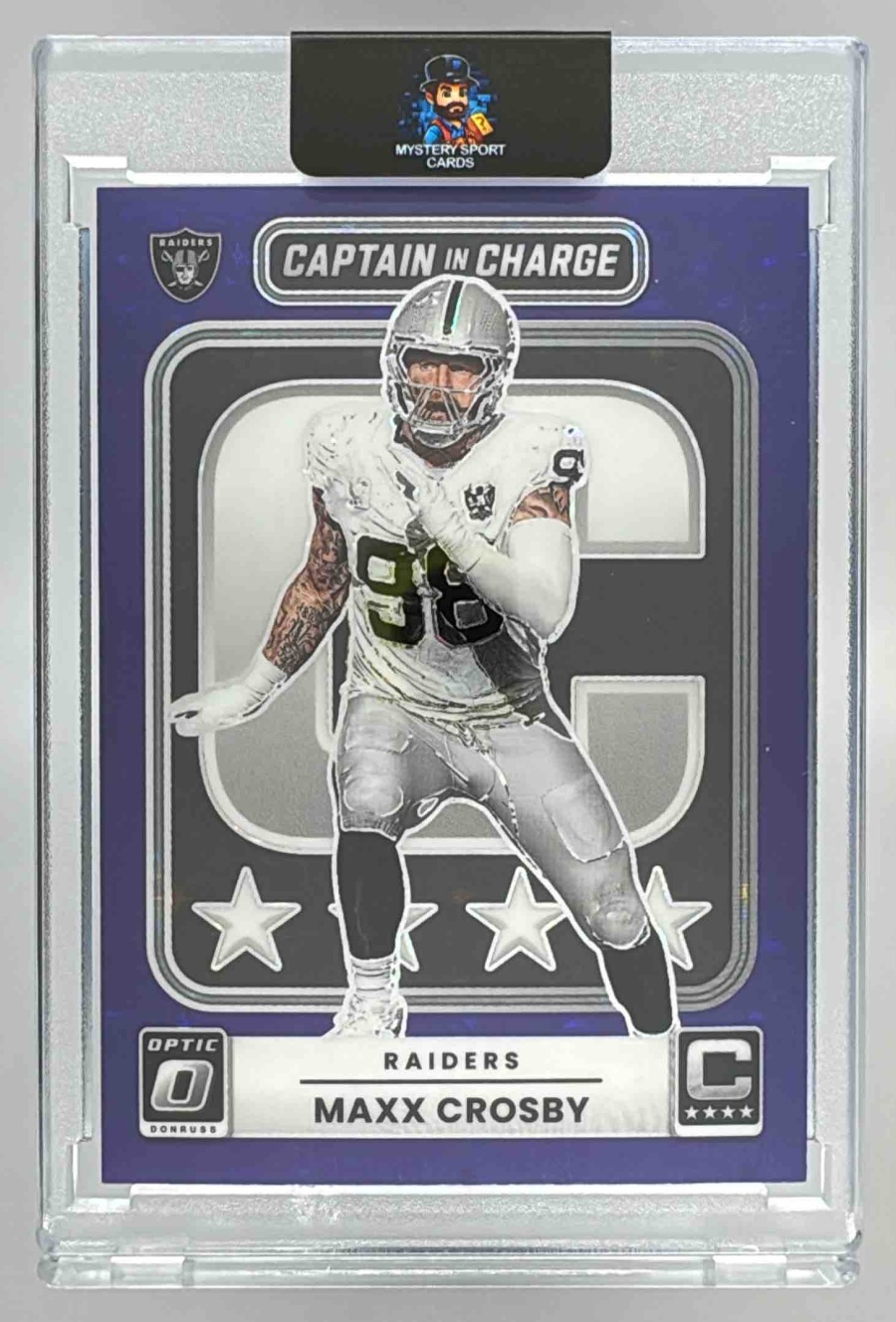 Card image for 2025 Panini Honors Maxx Crosby Recollection Collection Absolute Kaboom Purple #10 Raiders