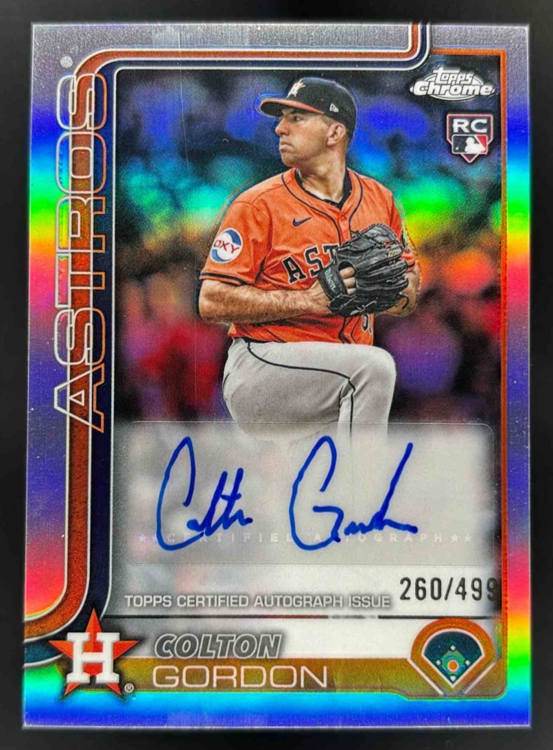 Card image for 2025 Topps Chrome Update Colton Gordon Auto Refractor /499 #AC-CG RC Astros