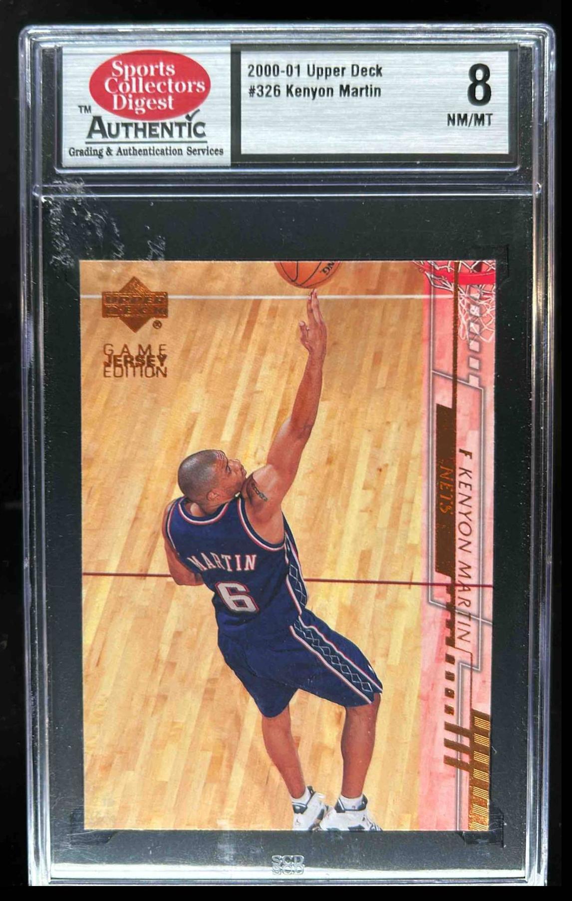 Card image for 2000-01 UPPER DECK KENYON MARTIN #326 RC SCA 8 NEW JERSEY NETS