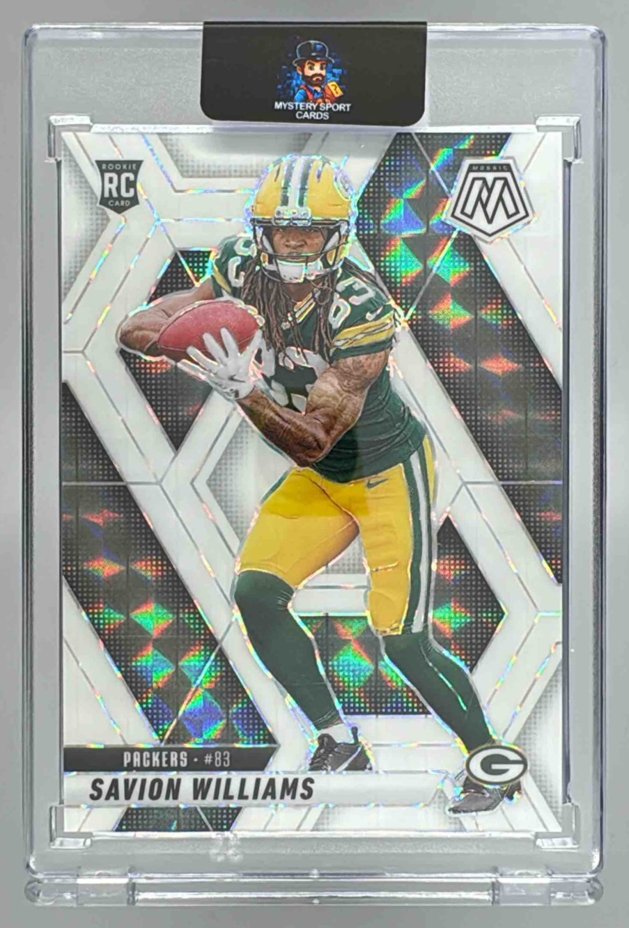 Card image for 2025 Panini Mosaic Savion Williams Rookies White Prizm /25 #303 RC Packers