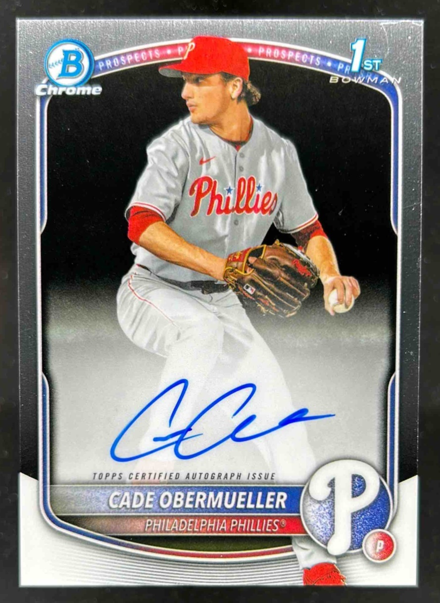 Card image for Cade Obermueller 2025 Bowman Draft Chrome Prospect Auto