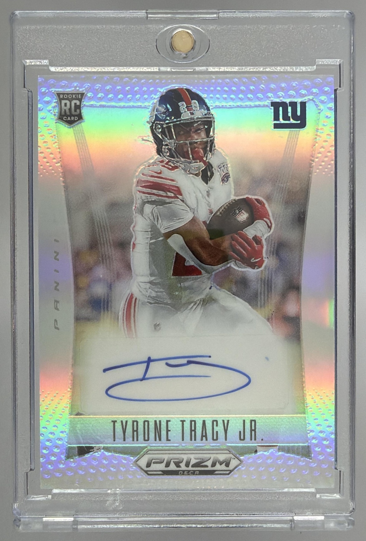 Card image for 2024 Panini Prizm Deca Tyrone Tracy Jr. Signatures #S-TTJ RC Auto Giants