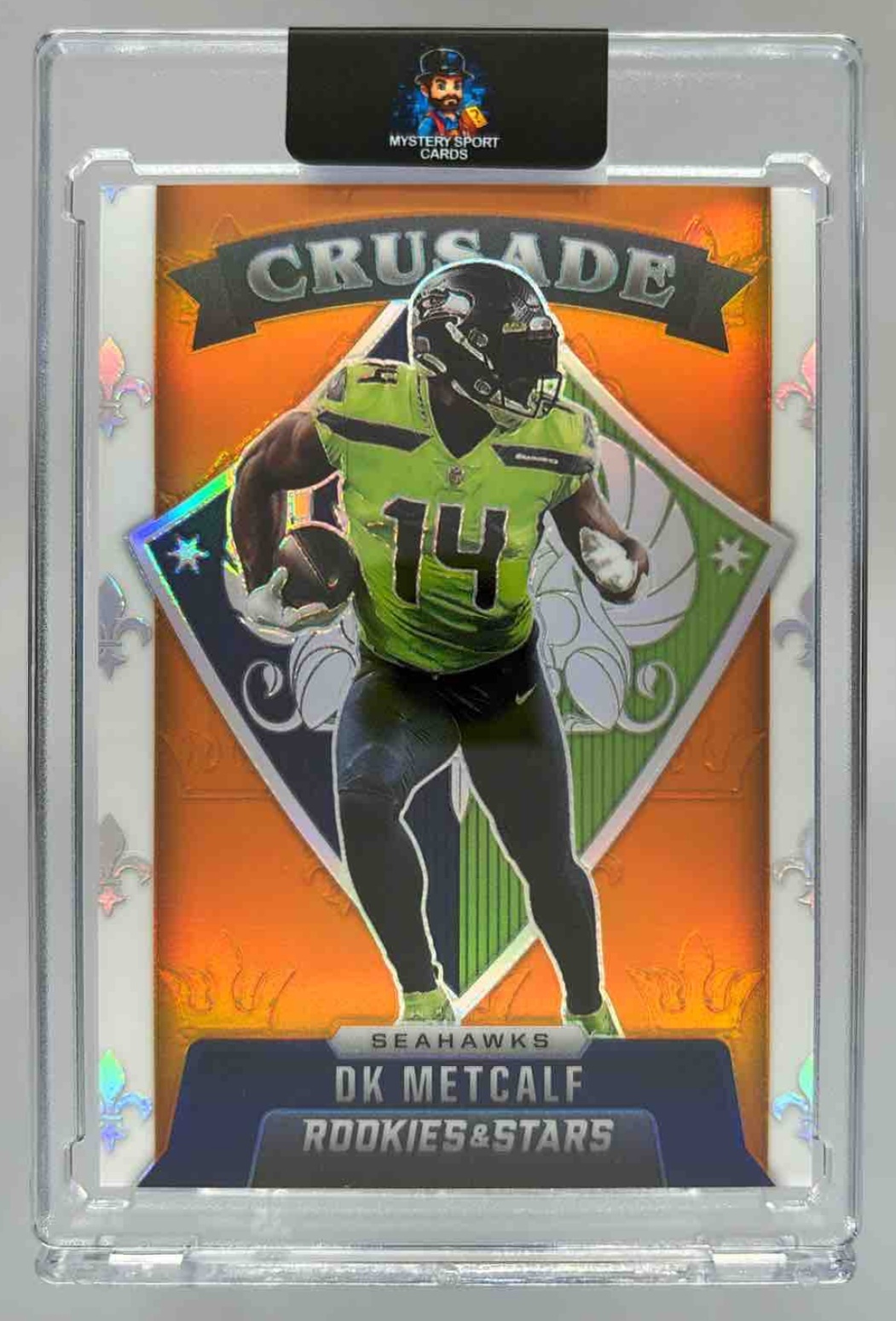 Card image for 2021 Panini Rookies & Stars DK Metcalf Crusade Orange /25 #CR-9 Seahawks