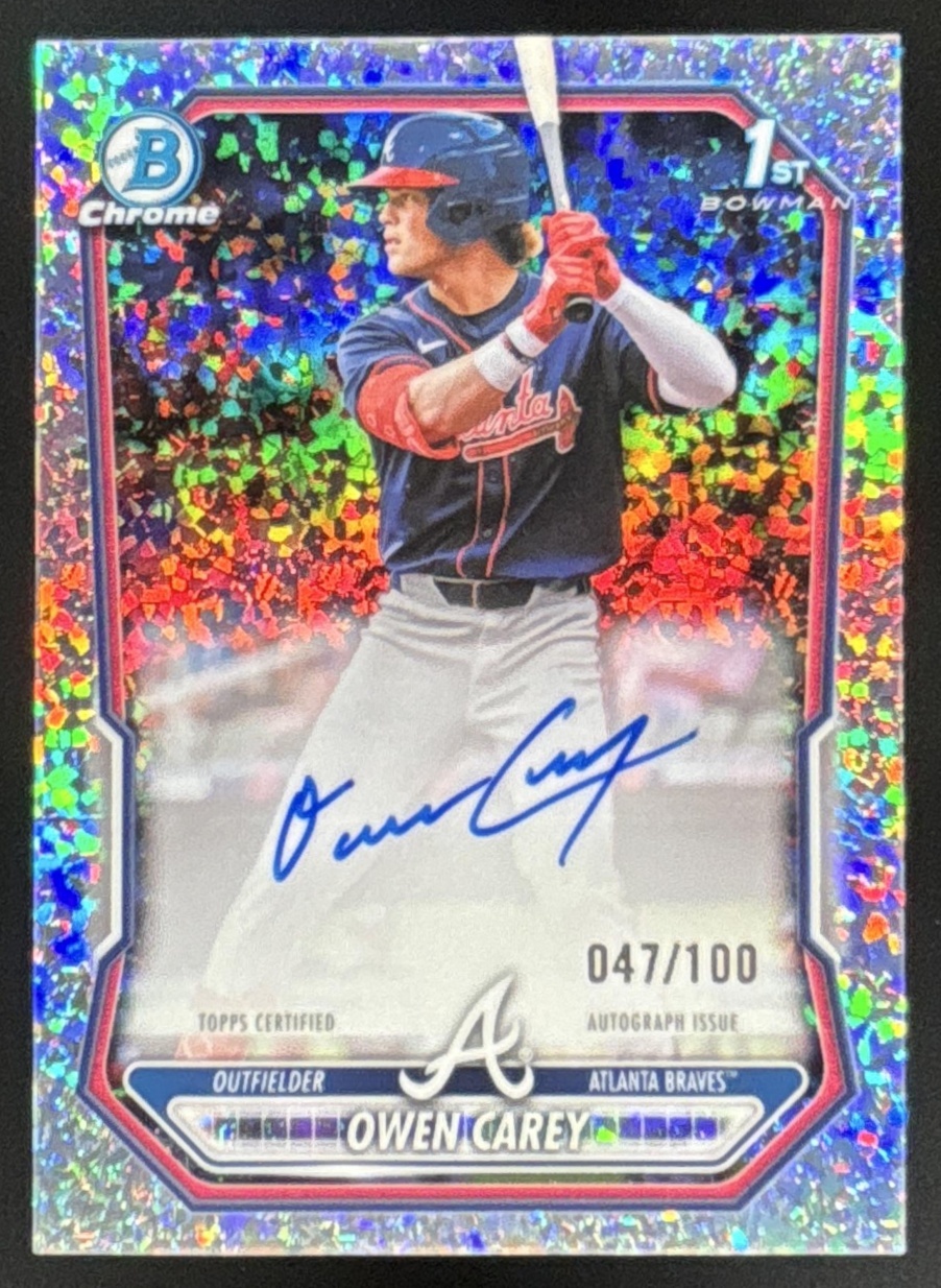 Card image for 2026 Bowman Owen Carey Chrome Auto Mini-Diamond Refractor /100 1st Prospect