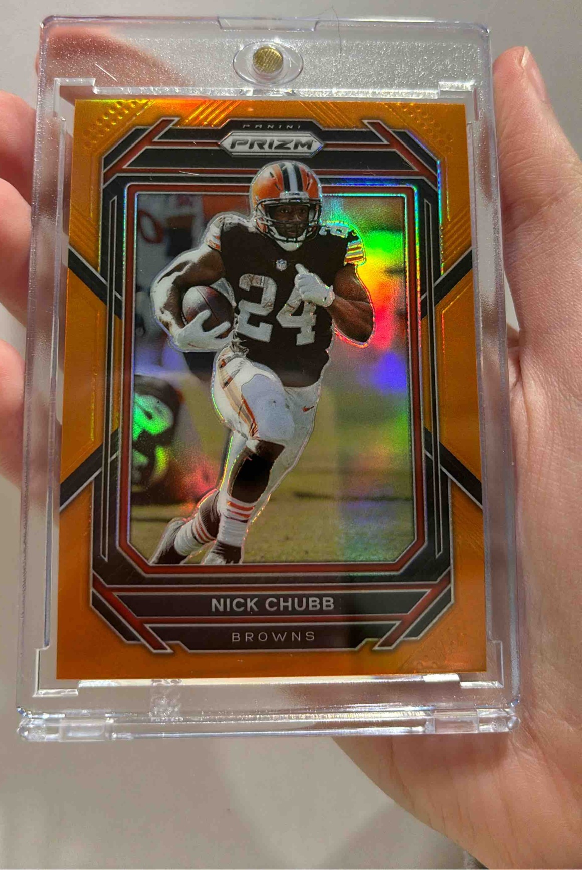 Card image for 2024 Panini Football Donruss Optic Nick Chubb Orange /249 #45 Cleveland Browns